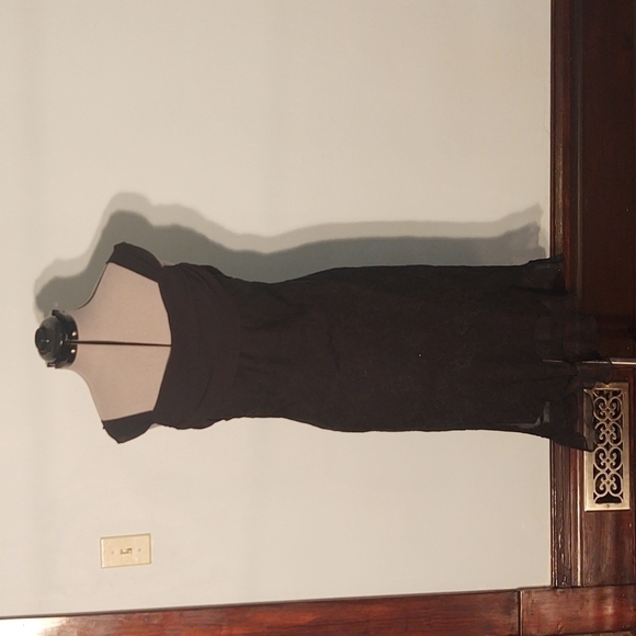 CDC Black Square Cowl Neck Floral Dress Sz 12 - Picture 1 of 10